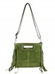 Fringed split leather crossbody bag verde-militar