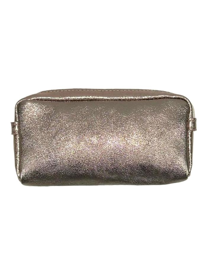 Metallic leather toiletry bags bronce