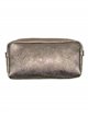 Metallic leather toiletry bags bronce