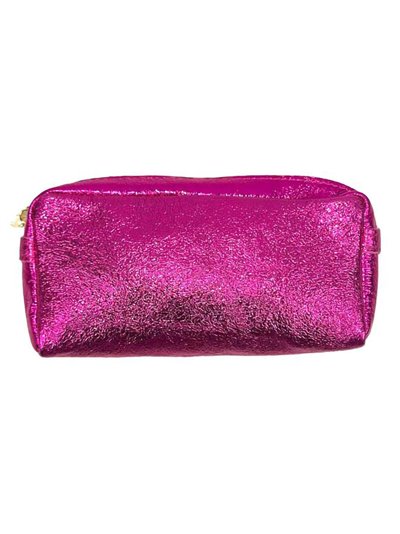 Metallic leather toiletry bags fucsia