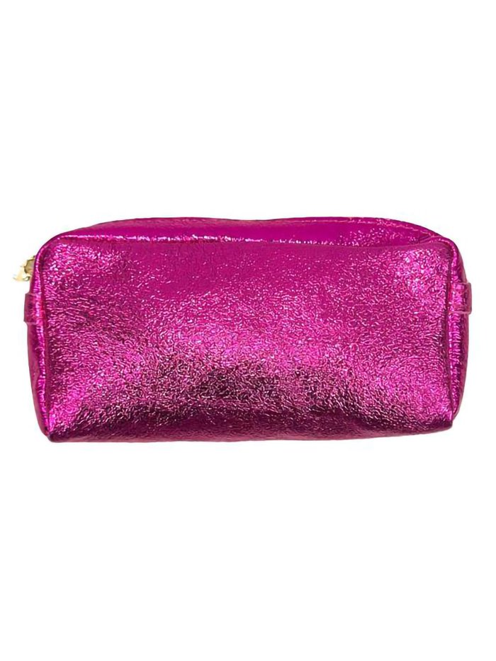 Metallic leather toiletry bags fucsia