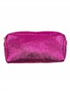 Metallic leather toiletry bags fucsia