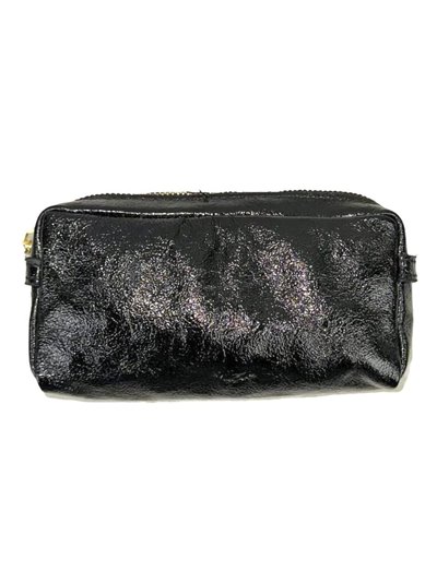 Metallic leather toiletry bags negro