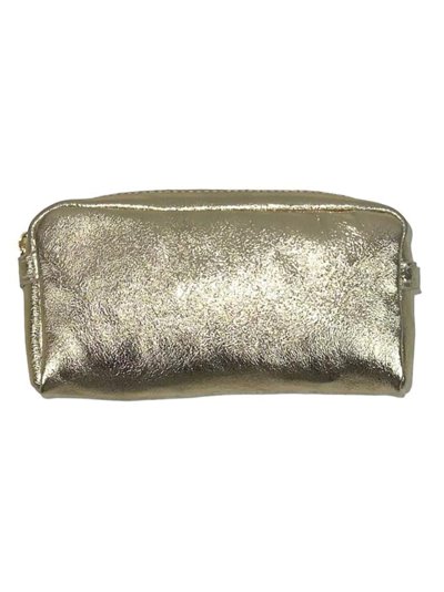 Metallic leather toiletry bags oro