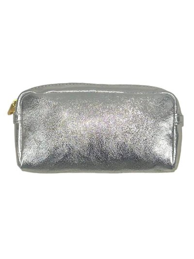 Metallic leather toiletry bags plata