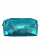 Metallic leather toiletry bags turquesa