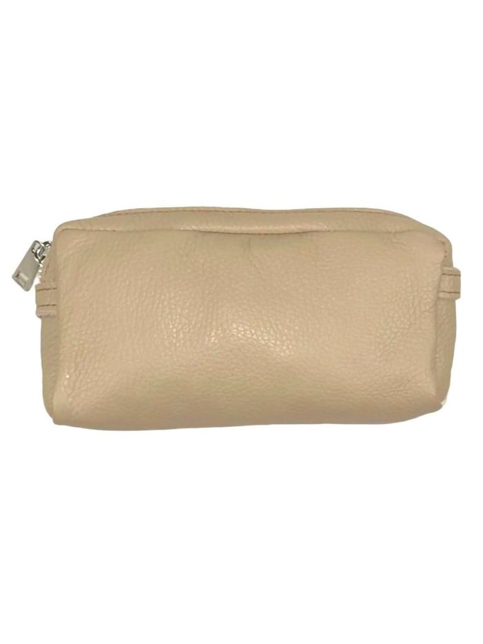 Leather toiletry bags taupe