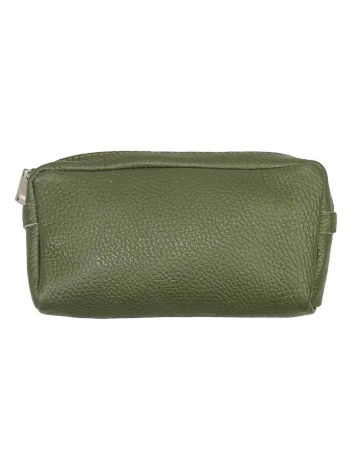 Leather toiletry bags verde-olivo