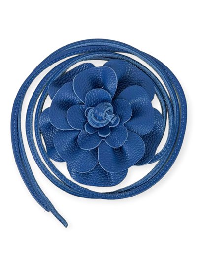 Handmade leather flower belt azul-electrico