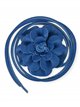 Handmade leather flower belt azul-electrico