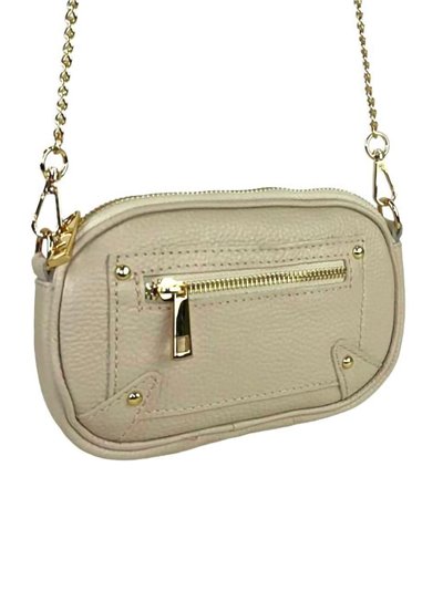 Leather crossbody bag with chain beige