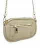 Leather crossbody bag with chain beige