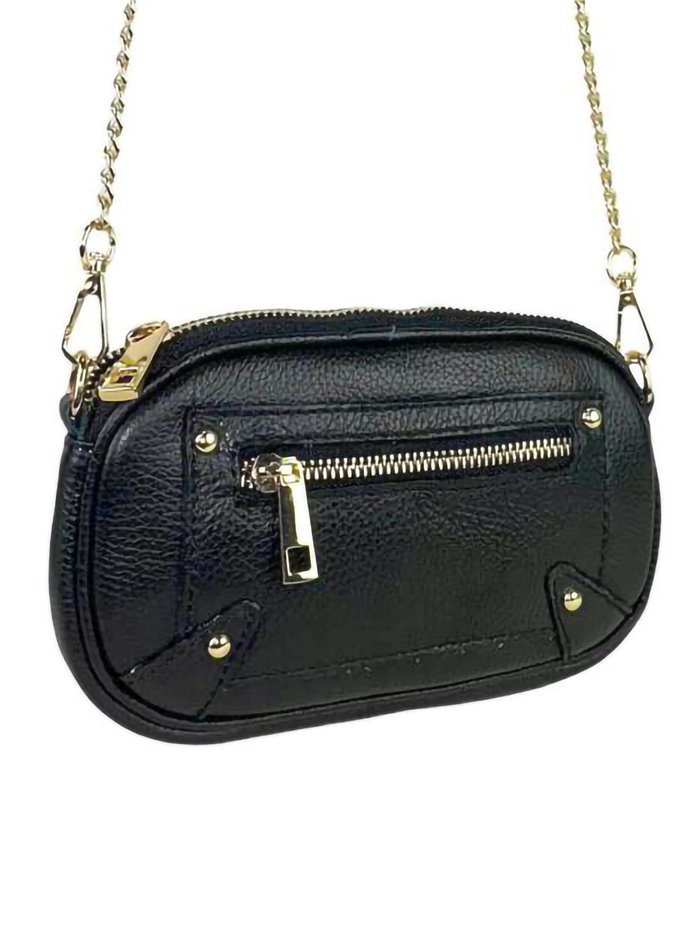 Leather crossbody bag with chain negro