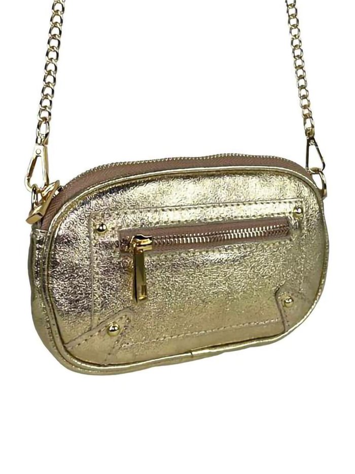 Leather crossbody bag with chain oro