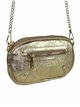 Leather crossbody bag with chain oro