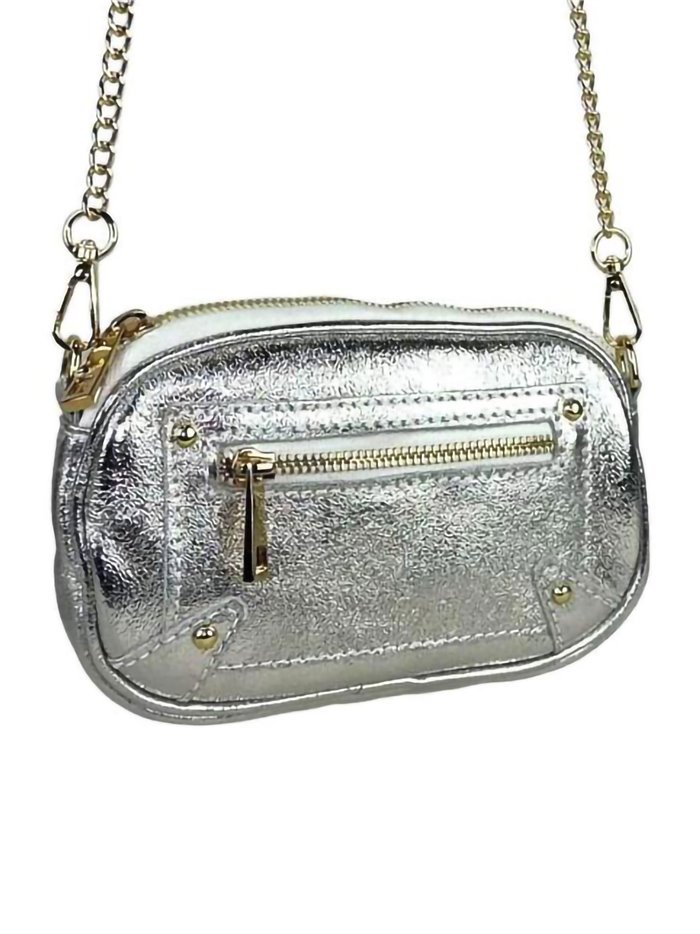 Leather crossbody bag with chain plata