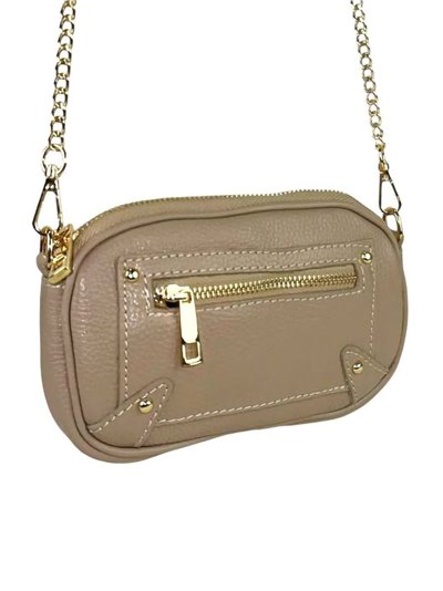 Leather crossbody bag with chain taupe