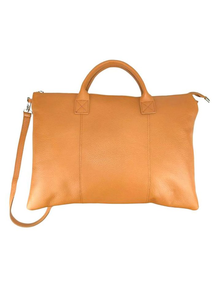 Minimal leather tote bag marron