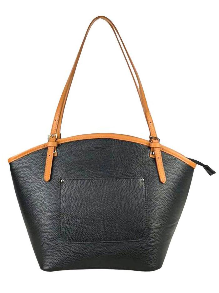 Leather contrast tote bag negro