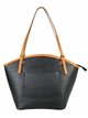 Leather contrast tote bag negro