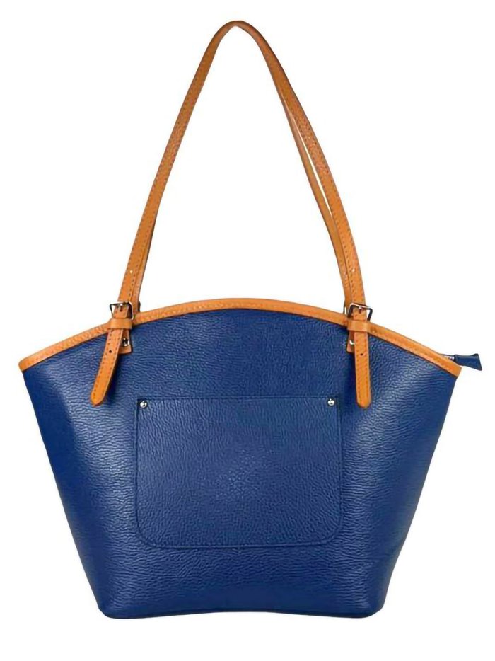 Leather contrast tote bag azul-marino