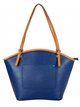 Leather contrast tote bag azul-marino