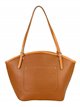 Leather contrast tote bag marron