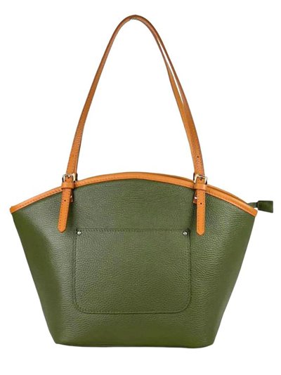 Leather contrast tote bag verde-olivo