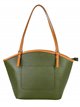 Leather contrast tote bag verde-olivo