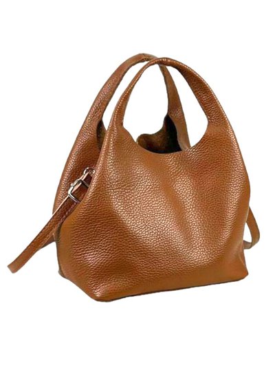 2 pieces leather bucket bag marron