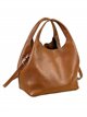 2 pieces leather bucket bag marron