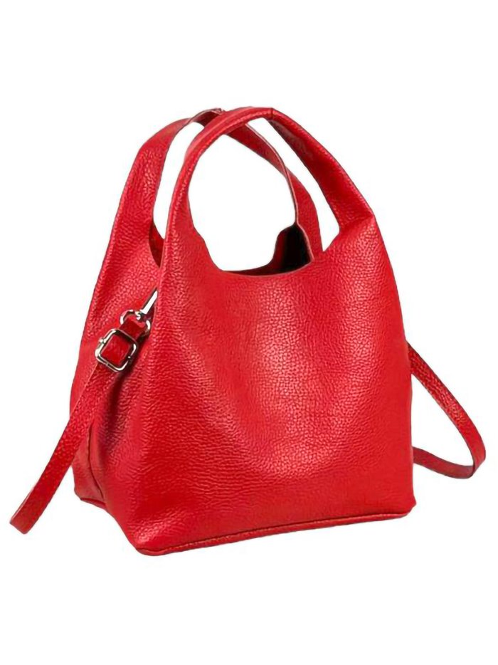 2 pieces leather bucket bag rojo