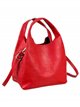 2 pieces leather bucket bag rojo