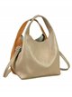 2 pieces leather bucket bag taupe