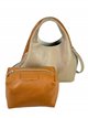 2 pieces leather bucket bag taupe