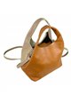 2 pieces leather bucket bag taupe