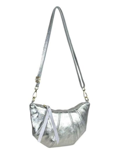 Half moon leather crossbody bag plata