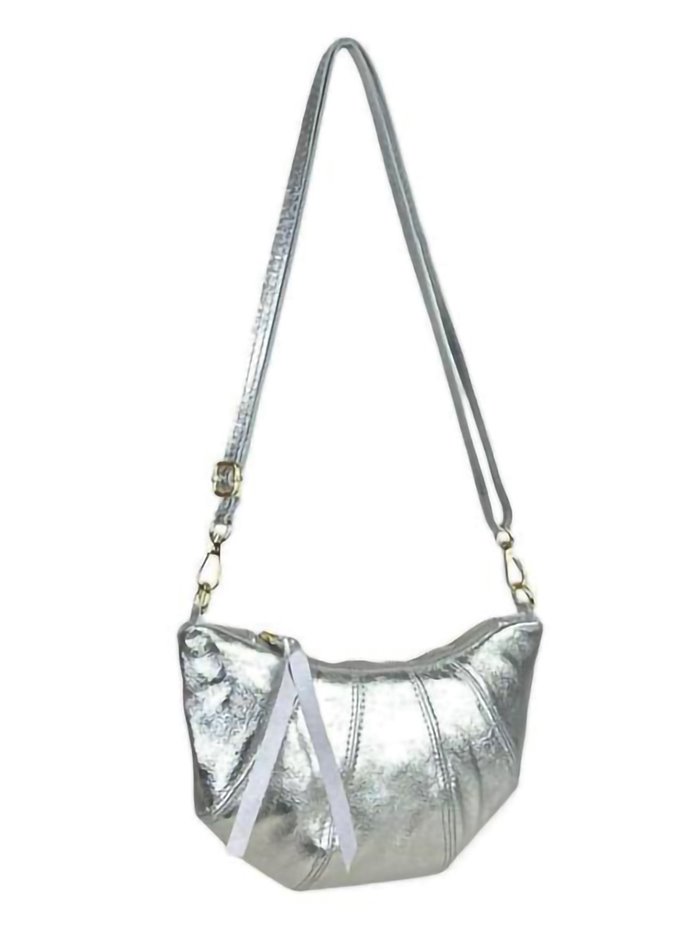 Half moon leather crossbody bag plata