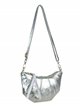 Half moon leather crossbody bag plata