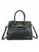 Leather citybag with metallic detail negro