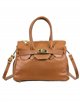 Leather citybag with metallic detail marron