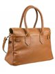 Leather citybag with metallic detail marron