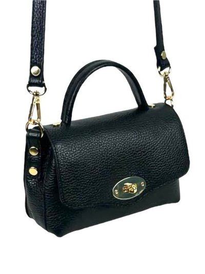 Leather mini crossbody bag with flap negro