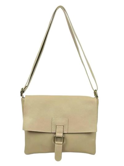 Leather crossbody bag with flap kaki