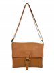 Leather crossbody bag with flap marron