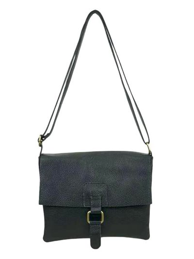 Leather crossbody bag with flap negro