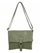 Leather crossbody bag with flap verde-olivo