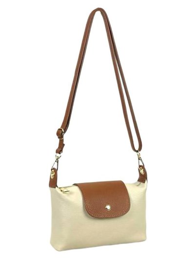 Leather crossbody bag with flap beige