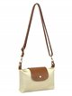 Leather crossbody bag with flap beige