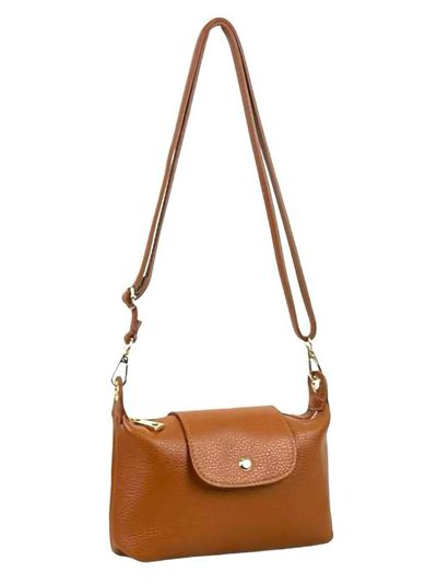 Leather crossbody bag with flap marron